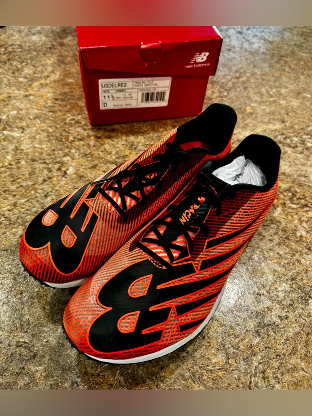New Balance FuelCell SuperComp SD-X Track Spikes Men’s 11.5 Orange Black Shoes